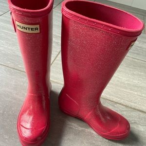 Hunter pink glitter girls boots size 1